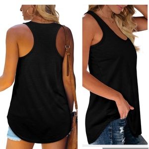 Black Racerback Tank Top Sleeveless All Season Style Dress Casual Athletic Shirt
